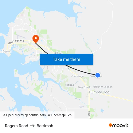 Rogers Road to Berrimah map