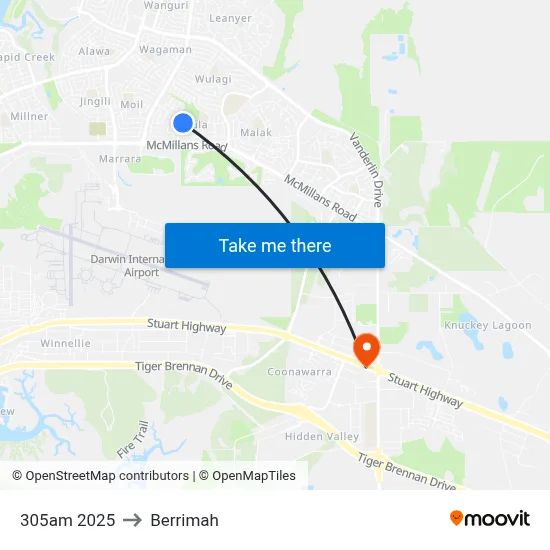 305am 2025 to Berrimah map