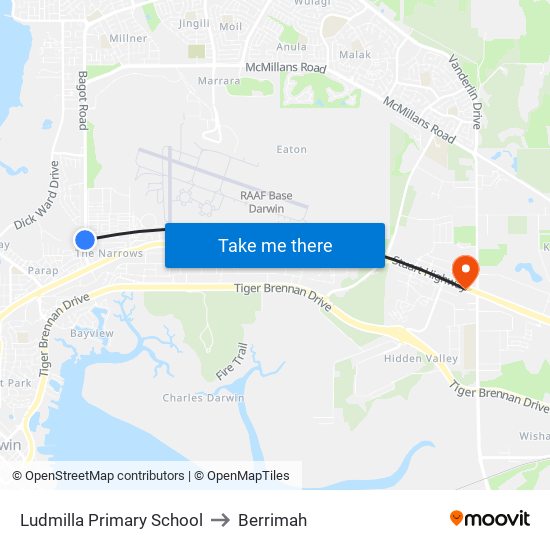 Ludmilla Primary School to Berrimah map