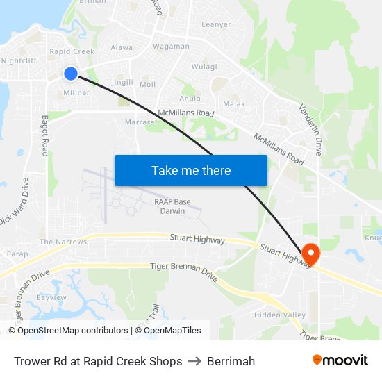 Trower Rd at Rapid Creek Shops to Berrimah map