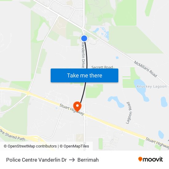 Police Centre Vanderlin Dr to Berrimah map