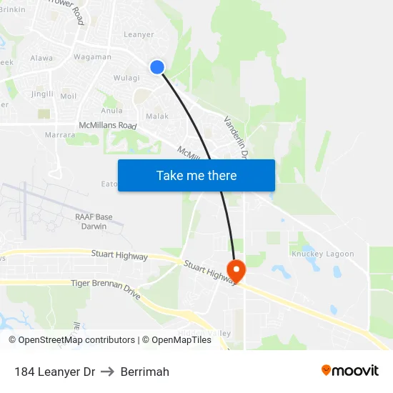 184 Leanyer Dr to Berrimah map