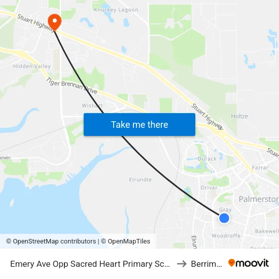 Emery Ave Opp Sacred Heart Primary School to Berrimah map