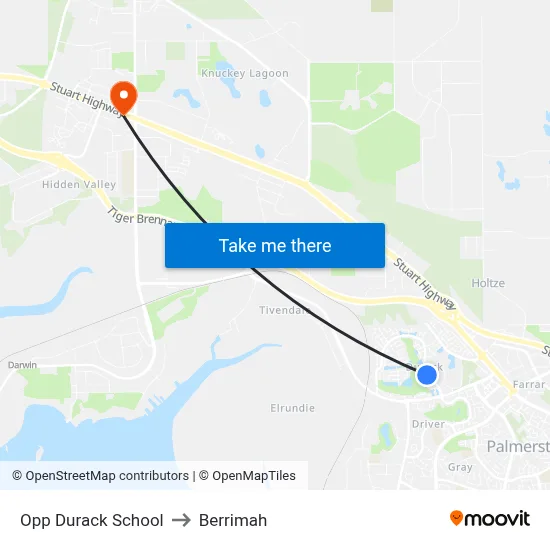 Opp Durack School to Berrimah map