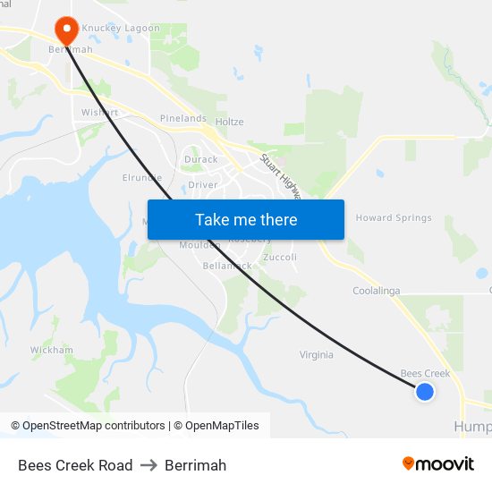 Bees Creek Road to Berrimah map