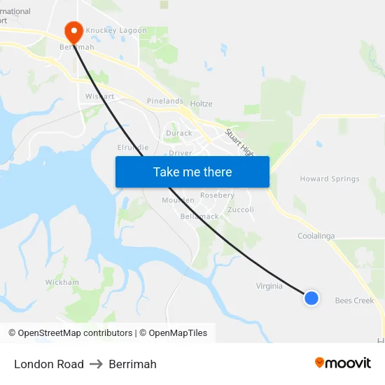 London Road to Berrimah map
