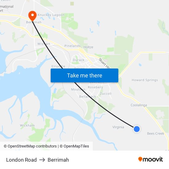 London Road to Berrimah map