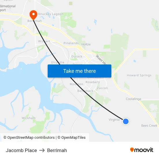 Jacomb Place to Berrimah map
