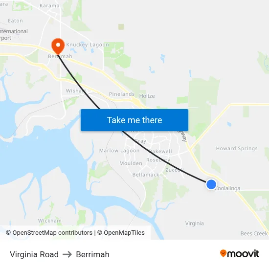 Virginia Road to Berrimah map
