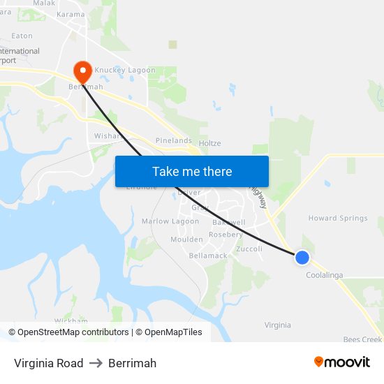 Virginia Road to Berrimah map