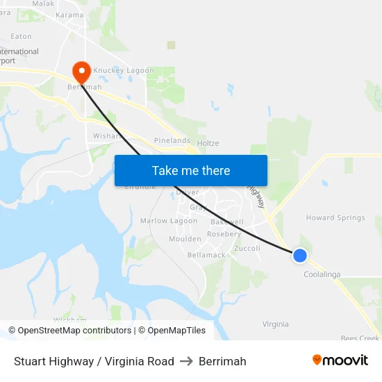 Stuart Highway / Virginia Road to Berrimah map