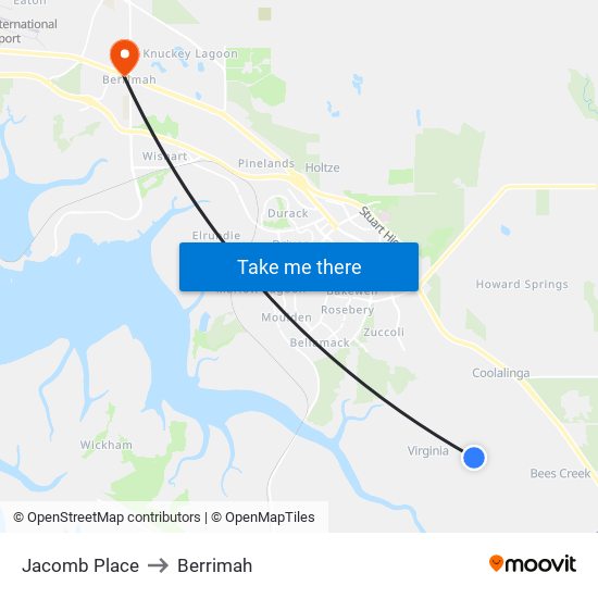 Jacomb Place to Berrimah map