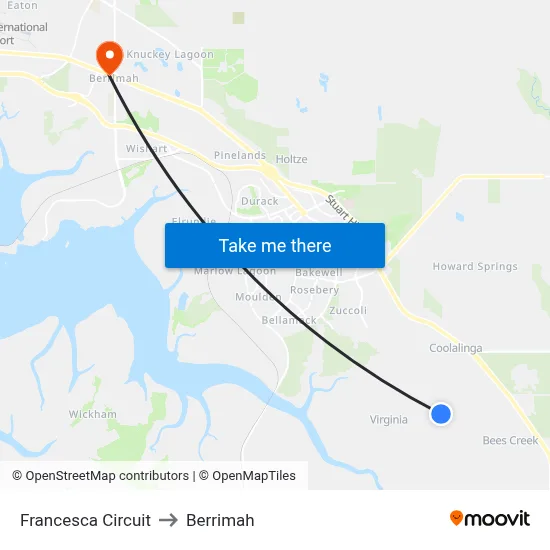 Francesca Circuit to Berrimah map