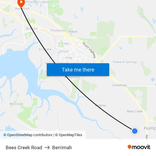 Bees Creek Road to Berrimah map