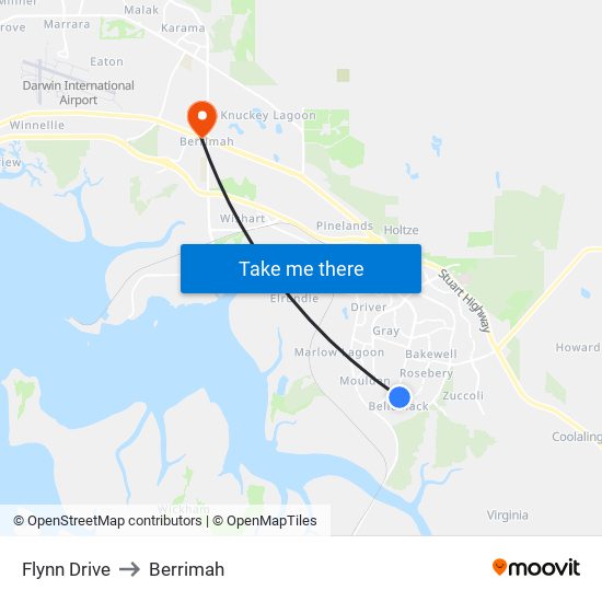 Flynn Drive to Berrimah map