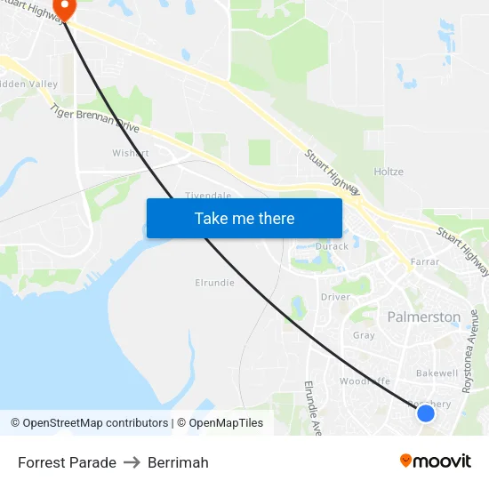 Forrest Parade to Berrimah map