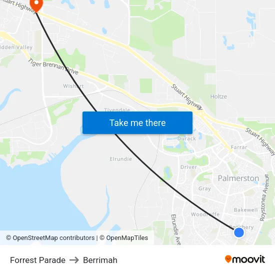 Forrest Parade to Berrimah map