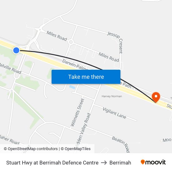 Stuart Hwy at Berrimah Defence Centre to Berrimah map