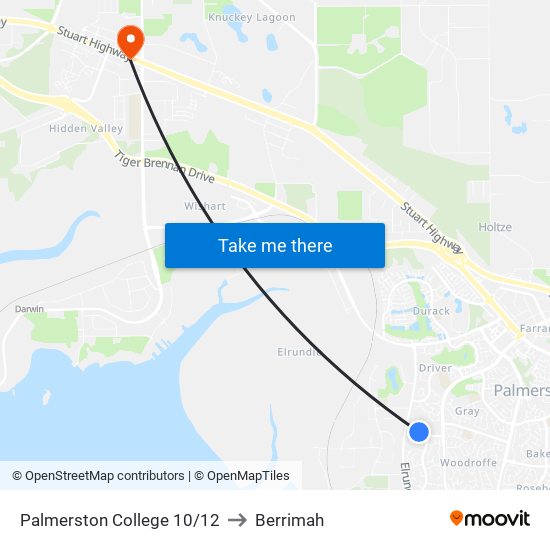 Palmerston College 10/12 to Berrimah map