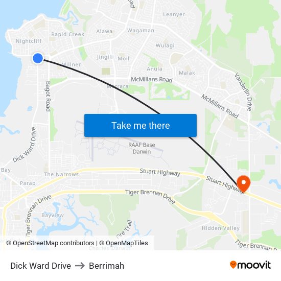 Dick Ward Drive to Berrimah map