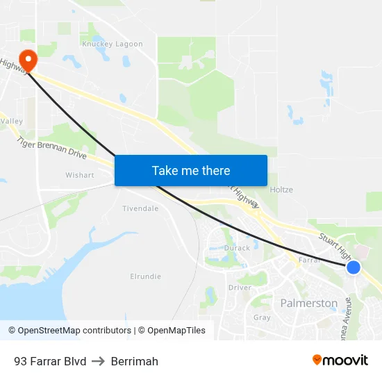 93 Farrar Blvd to Berrimah map