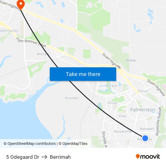 5 Odegaard Dr to Berrimah map