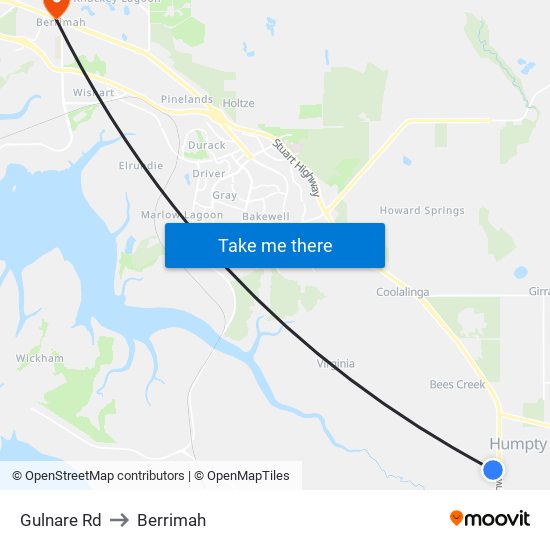 Gulnare Rd to Berrimah map