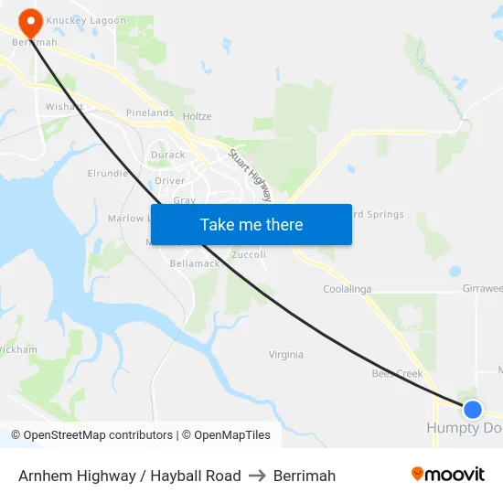 Arnhem Highway / Hayball Road to Berrimah map