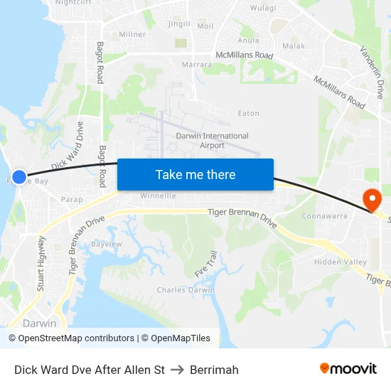 Dick Ward Dve After Allen St to Berrimah map