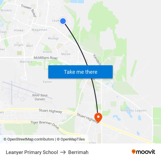 Leanyer Primary School to Berrimah map