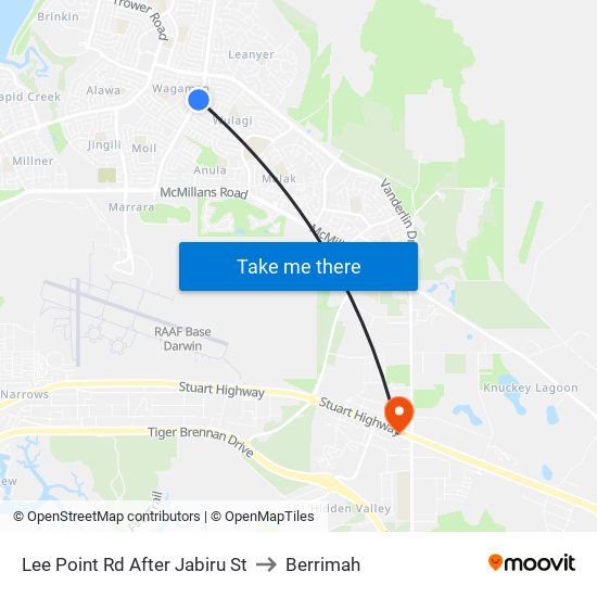 Lee Point Rd After Jabiru St to Berrimah map