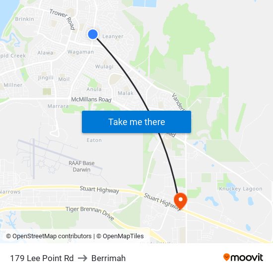 179 Lee Point Rd to Berrimah map