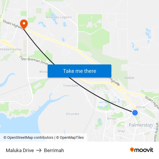 Maluka Drive to Berrimah map