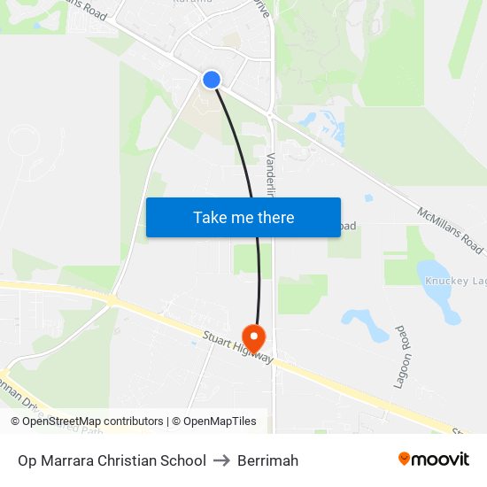 Op Marrara Christian School to Berrimah map