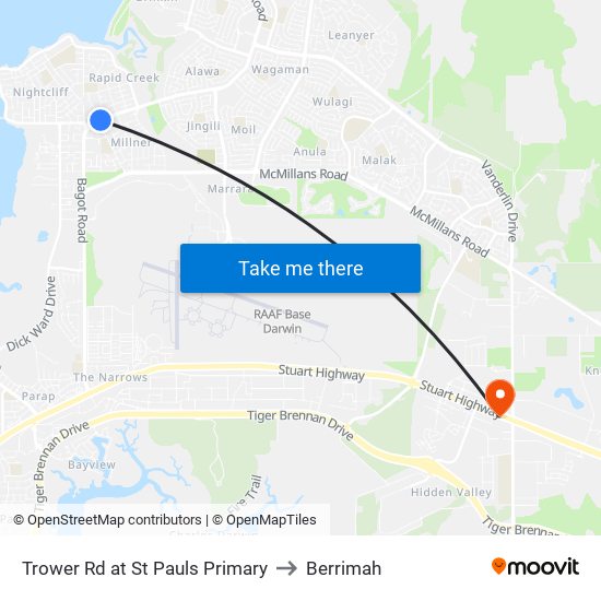 Trower Rd at St Pauls Primary to Berrimah map