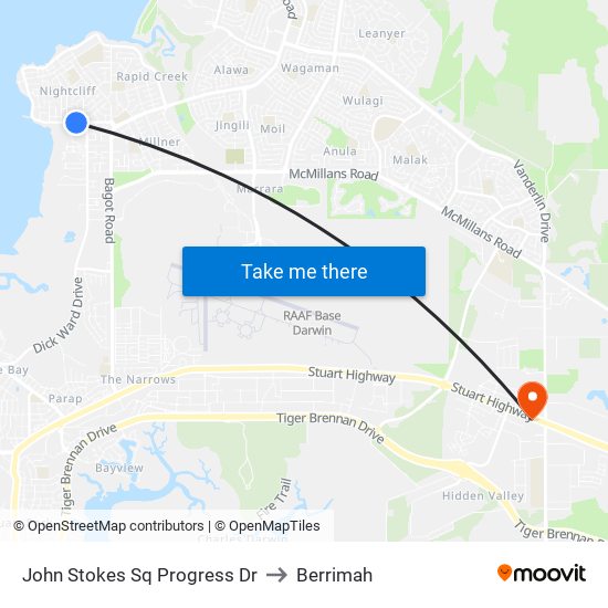 John Stokes Sq Progress Dr to Berrimah map