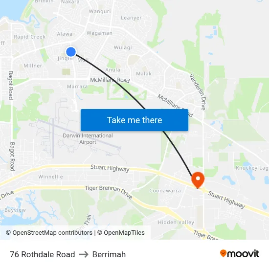 76 Rothdale Road to Berrimah map