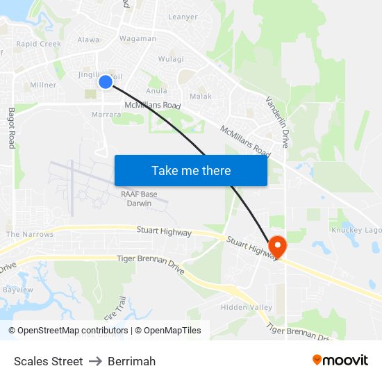 Scales Street to Berrimah map