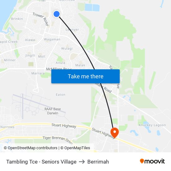 Tambling Tce - Seniors Village to Berrimah map