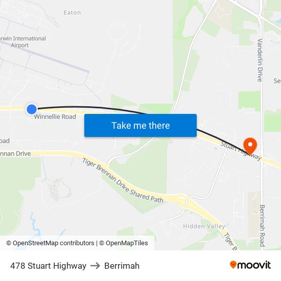 478 Stuart Highway to Berrimah map