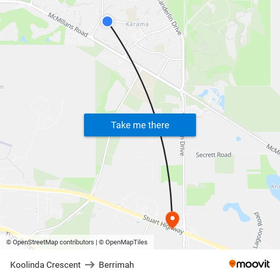 Koolinda Crescent to Berrimah map