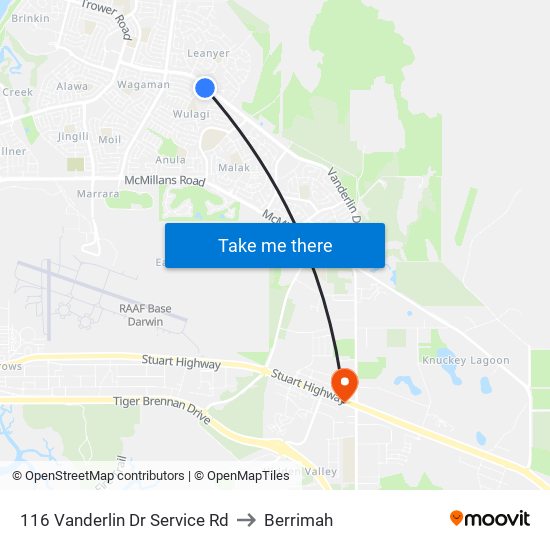 116 Vanderlin Dr Service Rd to Berrimah map