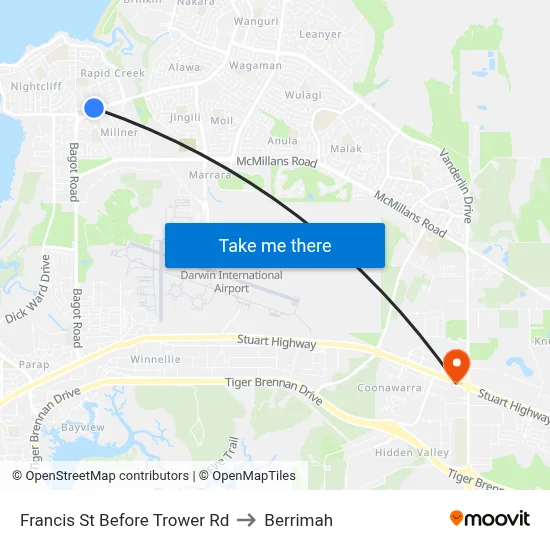 Francis St Before Trower Rd to Berrimah map