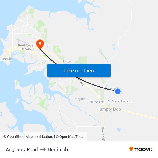 Anglesey Road to Berrimah map