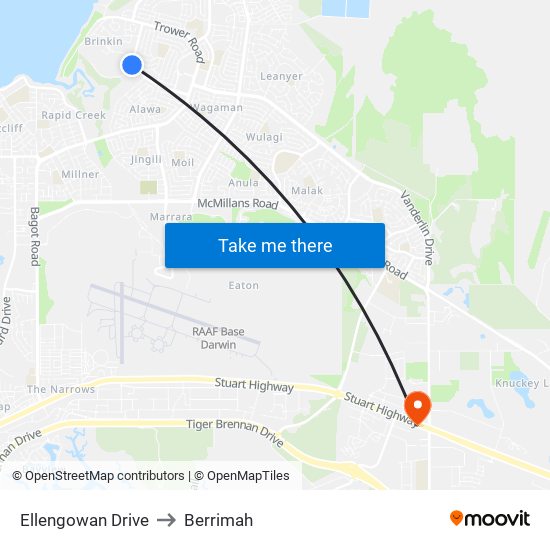 Ellengowan Drive to Berrimah map