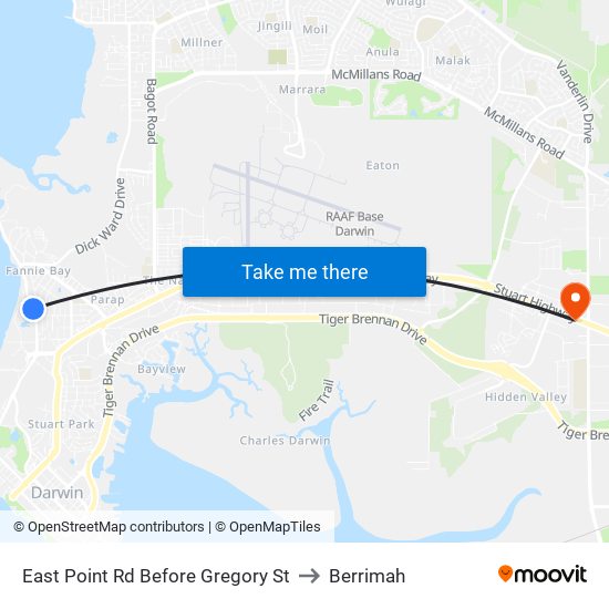 East Point Rd Before Gregory St to Berrimah map