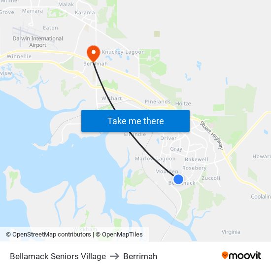 Bellamack Seniors Village to Berrimah map