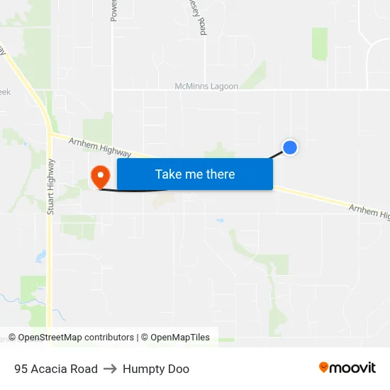 95 Acacia Road to Humpty Doo map