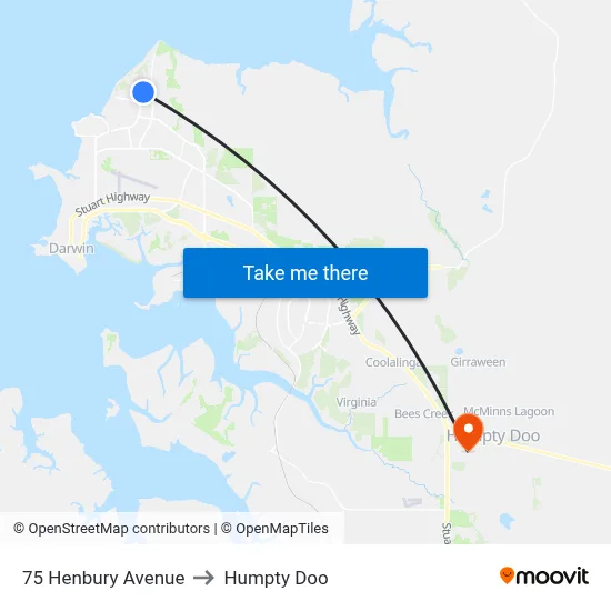 75 Henbury Avenue to Humpty Doo map