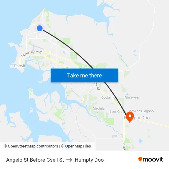 Angelo St Before Gsell St to Humpty Doo map